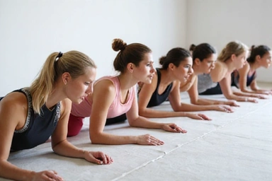Diverse group of people doing a plank exercise