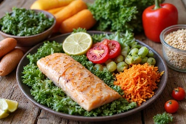 Healthy and colorful meal on a table